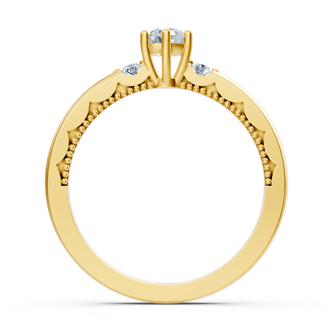 0.25 Karat Solitär Diamant Akzentring in Gelbgold