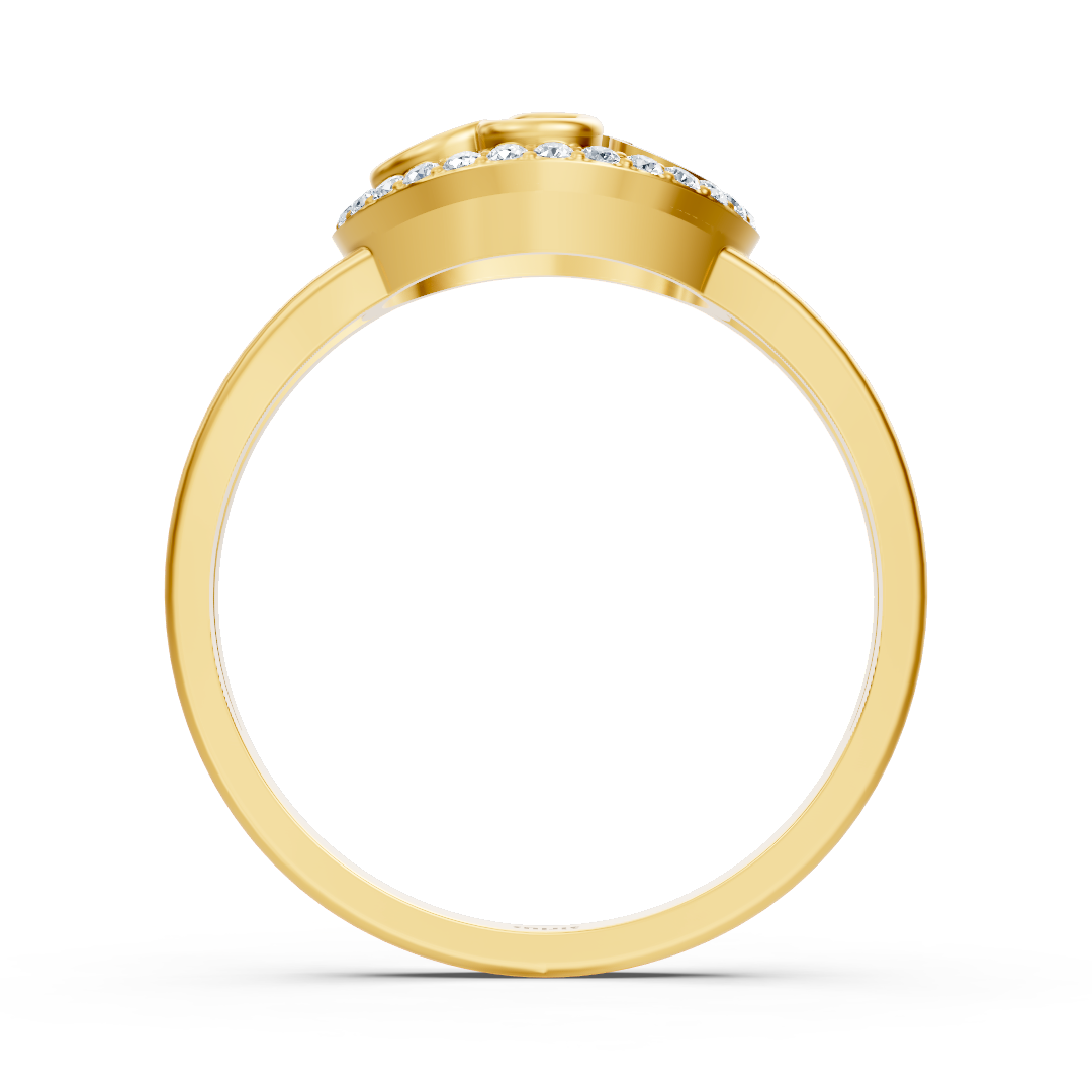 Anmutiger Herzform Diamantring in Gelbgold mit dezenten Pavé-Akzenten