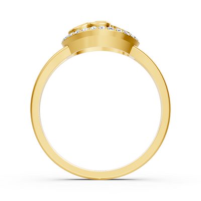 Anmutiger Herzform Diamantring in Gelbgold mit dezenten Pavé-Akzenten