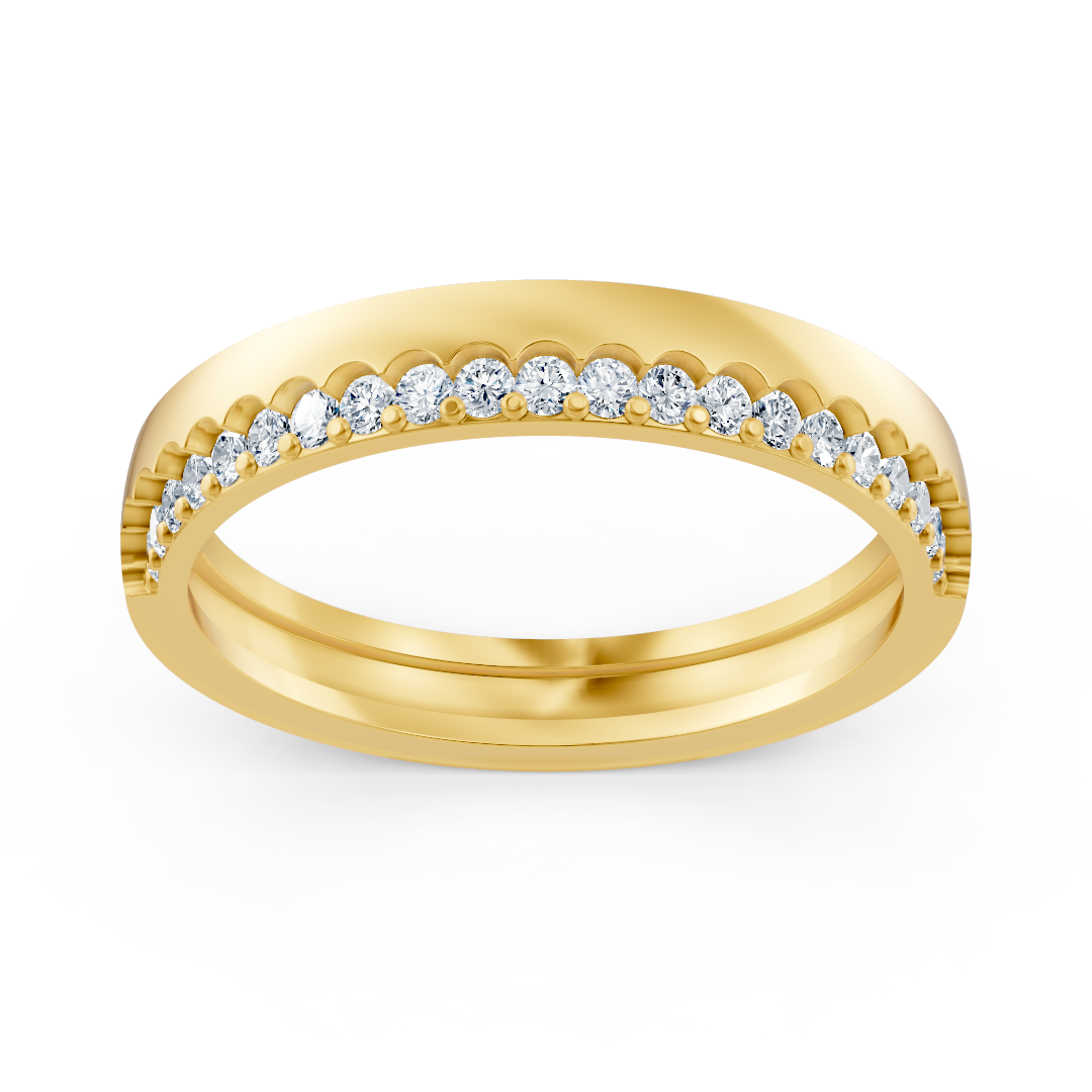 Elegant half-eternity ring with diamonds in 14K yellow gold
