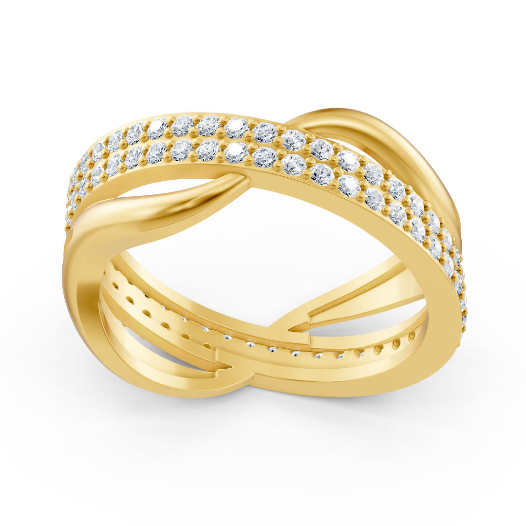 Birgie diamond ring in 14K yellow gold – 0.90 ct, pavé setting