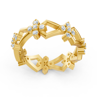Birgie diamond ring in 14K yellow gold with round brilliant-cut diamonds