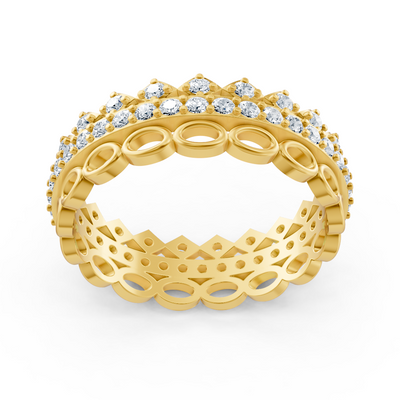 Luxurious 14K yellow gold memoire ring with diamonds