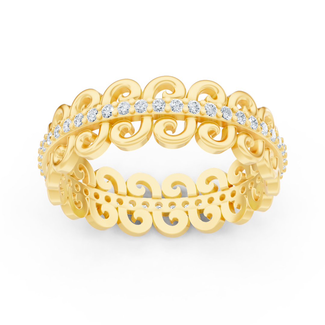 Anmutiger Schneckenmuster Diamantring - 14K Gelbgold, ca. 0.28 Karat