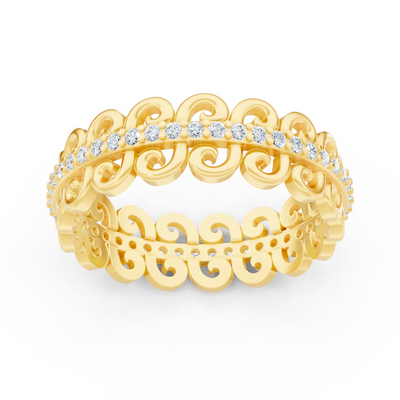 Anmutiger Schneckenmuster Diamantring - 14K Gelbgold, ca. 0.28 Karat