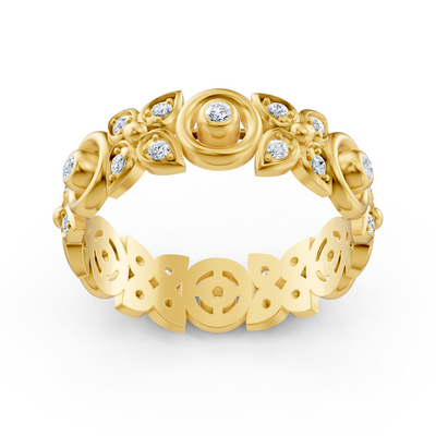 Gelbgoldener Diamantring mit floralem Design