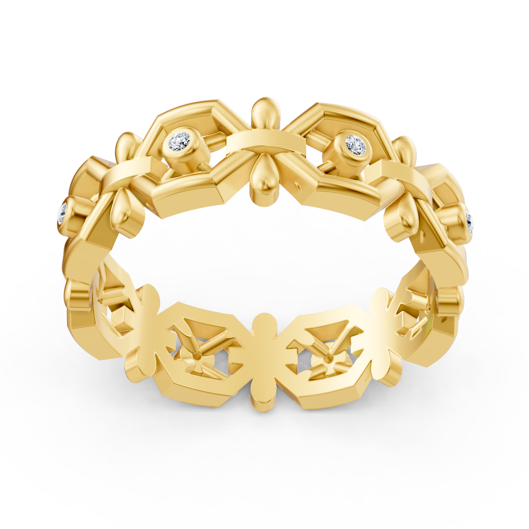 Gelbgoldener Diamantring mit geometrischem Design