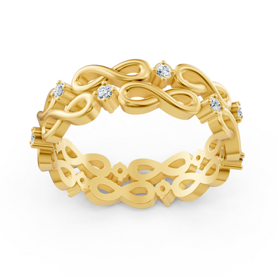 Gelbgoldener Diamantring mit Unendlichkeitsdesign
