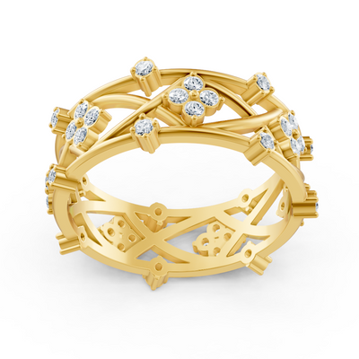Gelbgoldener Diamantring mit floralem Design