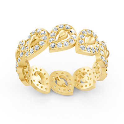 Opulenter Gelbgold Ring mit Diamanten – Funkelndes Blütenmeer Design