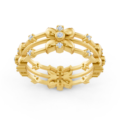 14 Karat Gelbgold Pırlanta Floral Ring "Blütenkranz