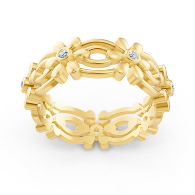 14 Karat Gelbgold Pırlanta Blumen Ring "Zarte Blüte"