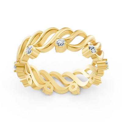 14 Karat Gelbgold Diamant Bandring "Welle der Anmut