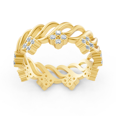 14 Karat Gelbgold Diamant Bandring "Eisblume"