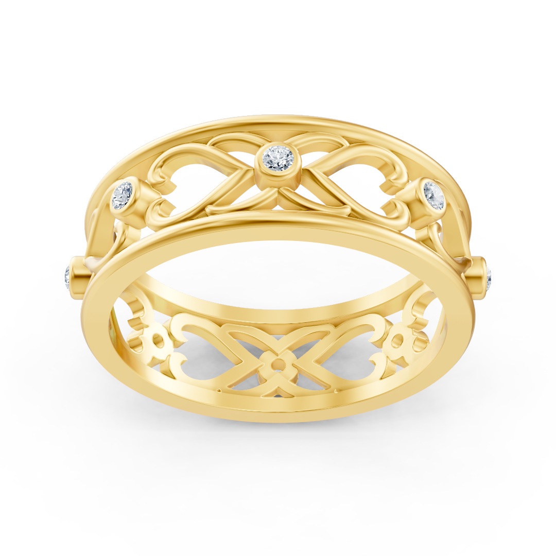 Eleganter Gelbgold-Ring mit Runddiamanten im Bezel-Design