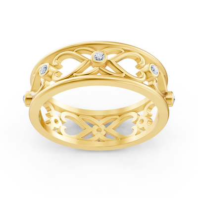 Eleganter Gelbgold-Ring mit Runddiamanten im Bezel-Design