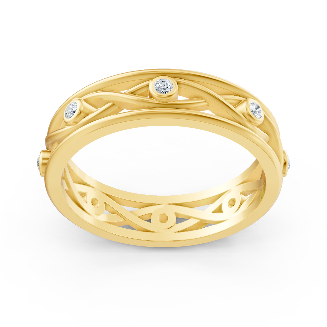 Eleganter Gelbgold-Ring mit Runddiamanten im Bezel-Design