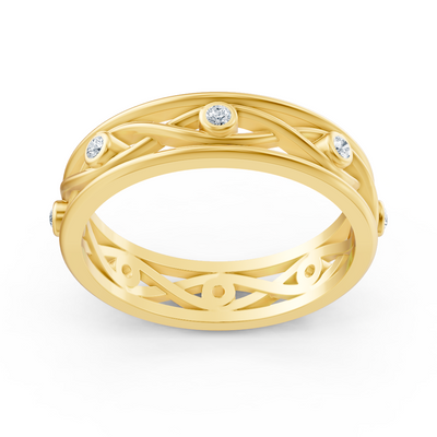 Eleganter Gelbgold-Ring mit Runddiamanten im Bezel-Design