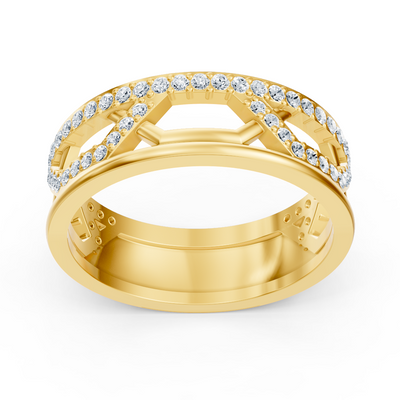 Yellow gold ring with round diamonds in prong design