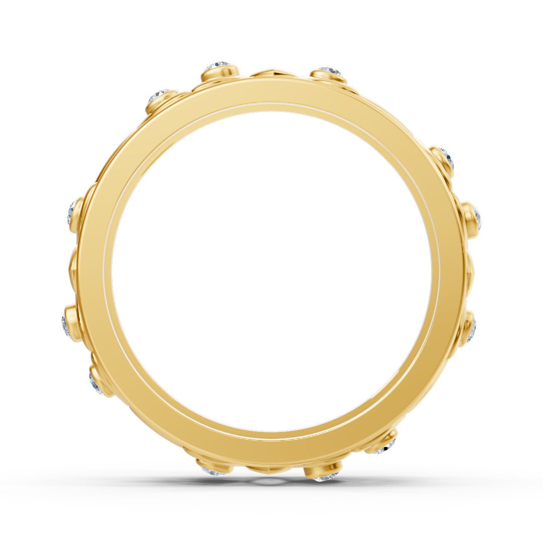 Moderner Gelbgold-Ring mit Runddiamanten im Bezel-Design