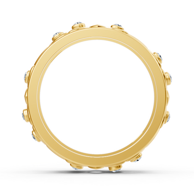 Moderner Gelbgold-Ring mit Runddiamanten im Bezel-Design
