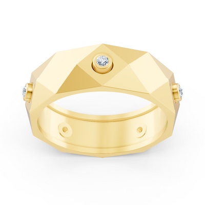 Moderner Gelbgold-Ring mit Runddiamanten im Bezel-Design