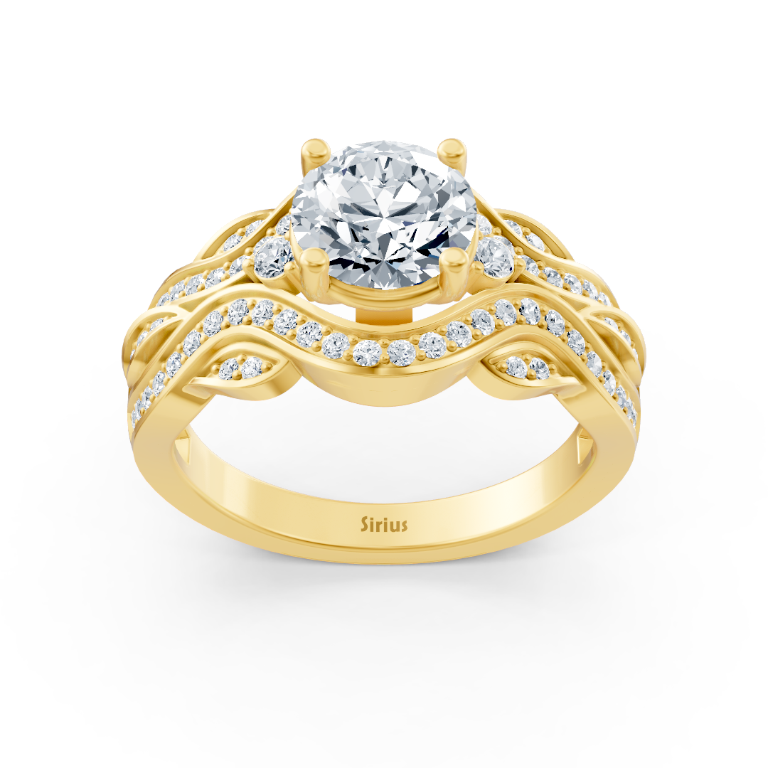 Gelbgold Diamant Verlobungsring "Romantische Blätter"