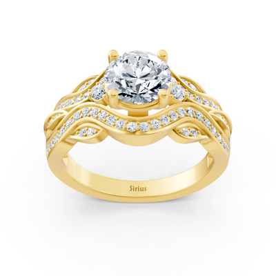 Gelbgold Diamant Verlobungsring "Romantische Blätter"