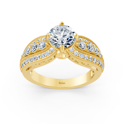Extravagant diamond engagement ring in 14 carat yellow gold