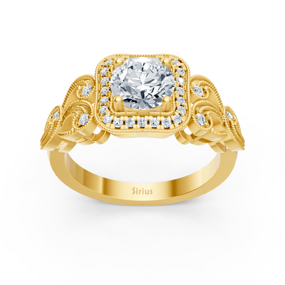 Vintage Romance 14 Karat Gelbgold Diamantring