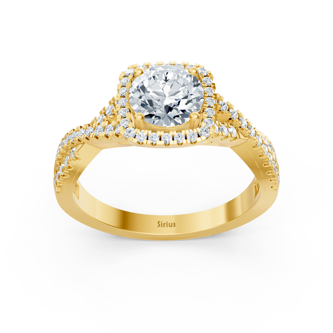 Birgie Passion Halo Diamant Verlobungsring Gelbgold
