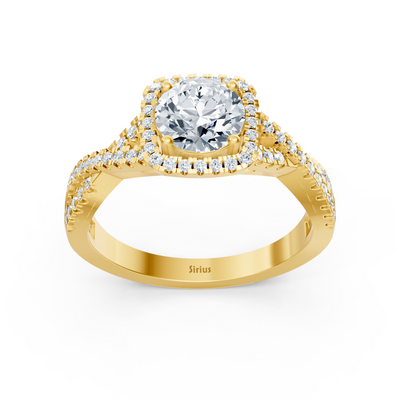 Birgie Passion Halo Diamant Verlobungsring Gelbgold