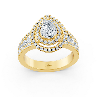Birgie Halo Diamant & Saphir Verlobungsring Gelbgold