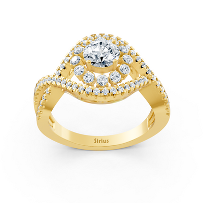 yellow gold diamond halo engagement ring