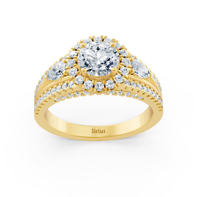 Gelbgold Diamant & Smaragd Verlobungsring