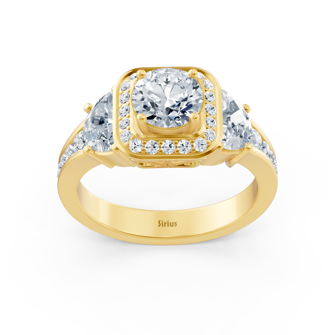 Diamond &amp; Ruby 3-Stone Engagement Ring in Yellow Gold