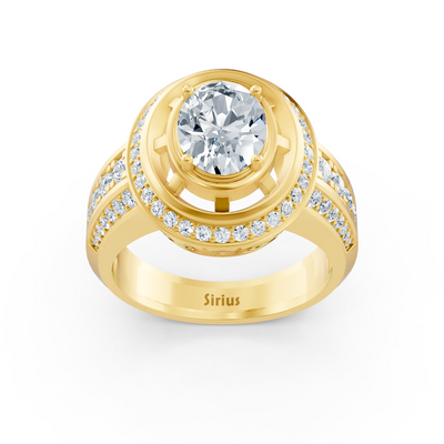 Yellow gold halo engagement ring with diamonds &amp; tourmaline