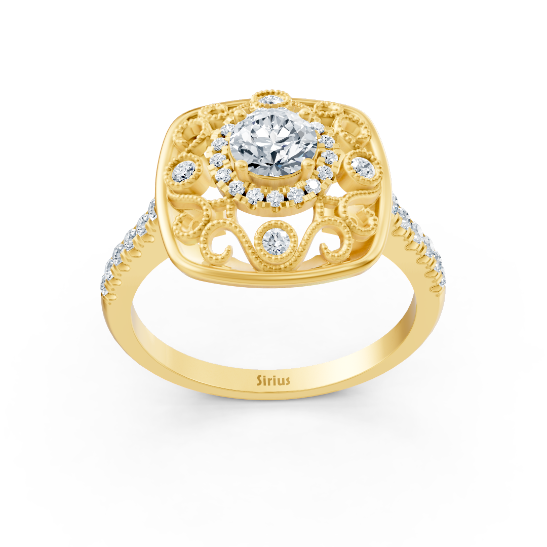 Extravaganter Gelbgold Halo Diamant Cocktailring