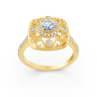Extravaganter Gelbgold Halo Diamant Cocktailring