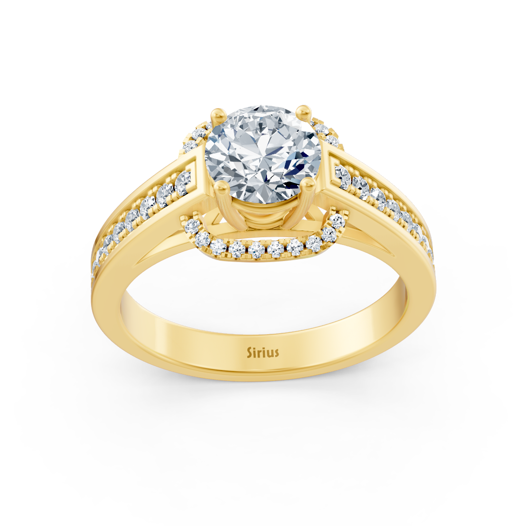 Eleganter Gelbgold Seitenstein Diamantring