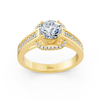 Eleganter Gelbgold Seitenstein Diamantring