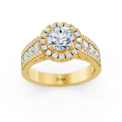 Halo Diamantring Gelbgold
