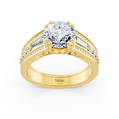 Diamantring Gelbgold mit Baguetteschliff