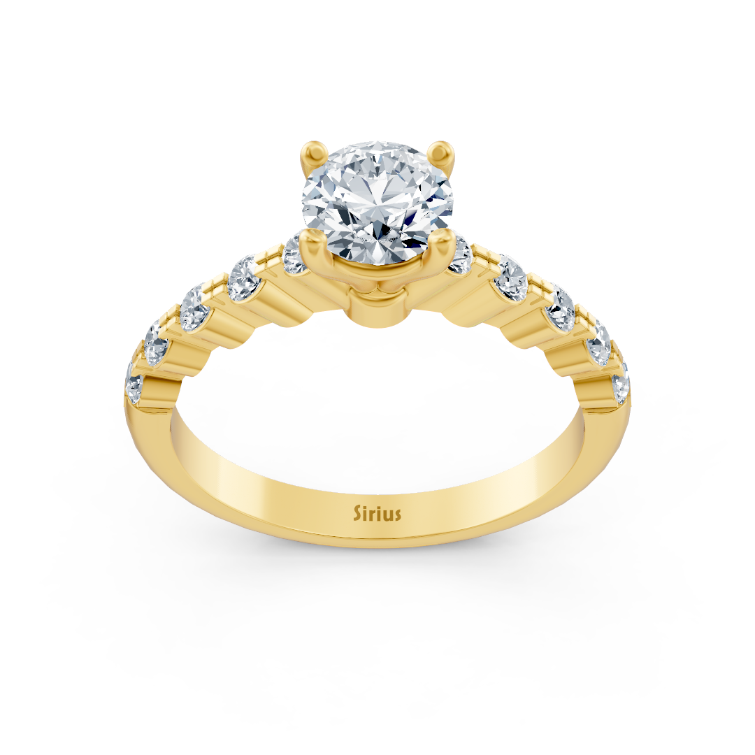 Halbe Eternity & Solitär Diamantring Gelbgold