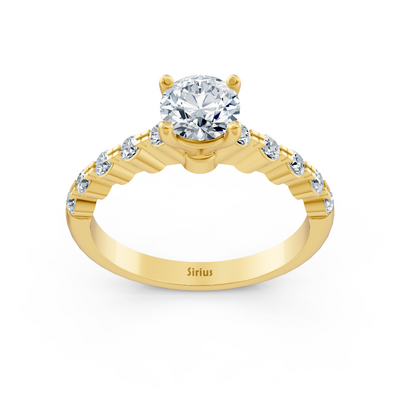 Halbe Eternity & Solitär Diamantring Gelbgold