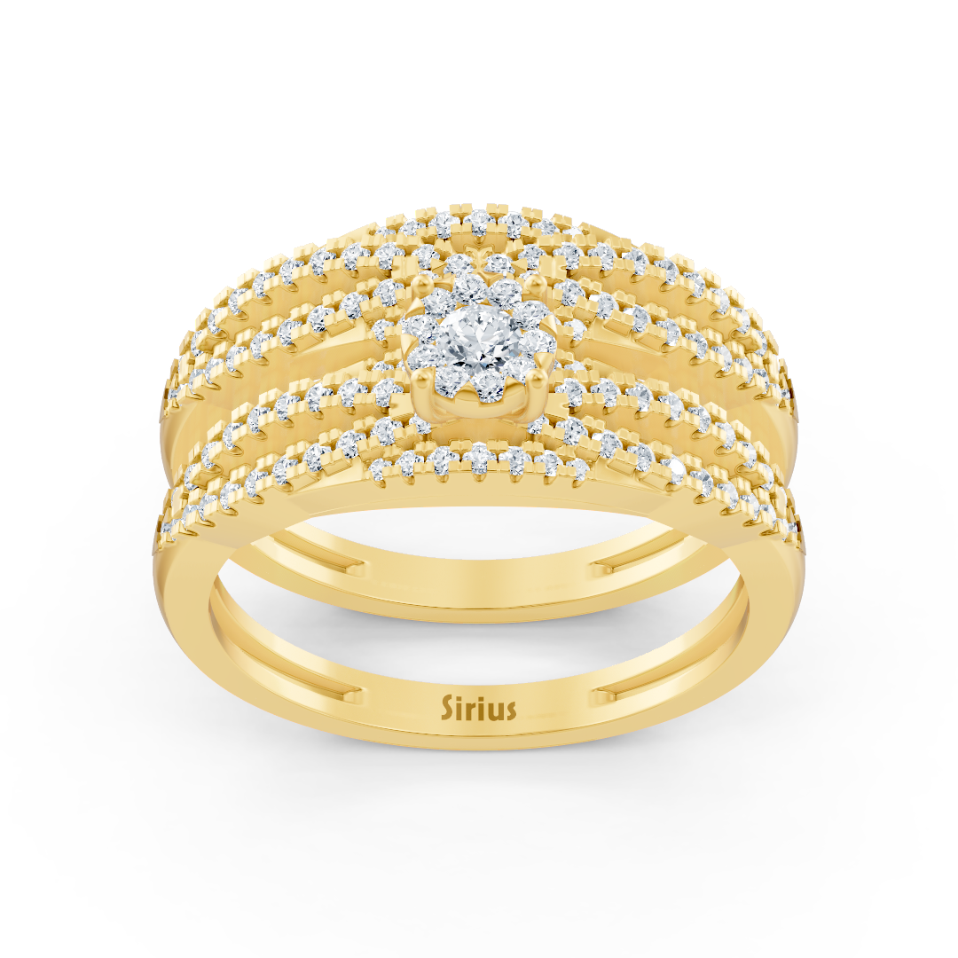 Diamant Brautring-Set Gelbgold