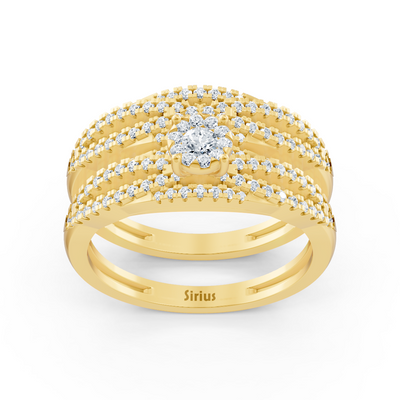Diamant Brautring-Set Gelbgold