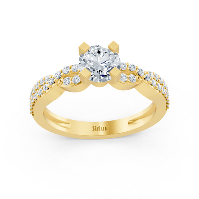 Twist Eternity &amp; Solitaire Diamond Ring Yellow Gold
