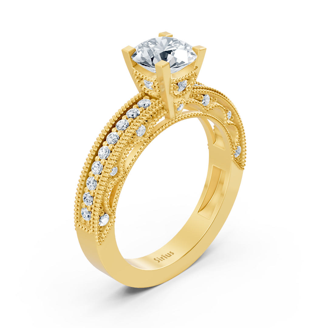 14 Karat Gelbgold Rundschliff Diamant Ring