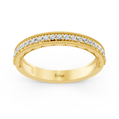 0.21 Karat Diamant Halbe Ewigkeit Ring mit Milgrain-Details aus 14 Karat Gelbgold